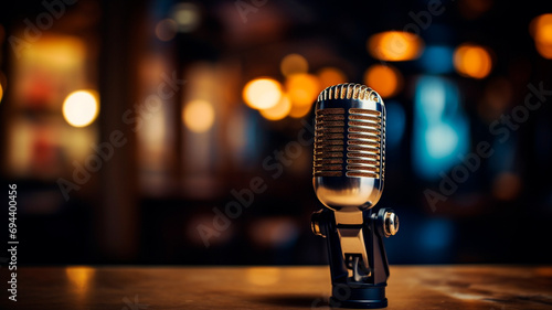 retro vintage microphone in studio photo