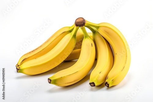 Ripe, yellow bananas on white background. Generative AI