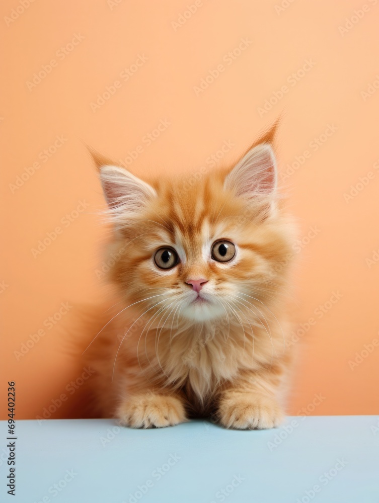 color of the year. little cute kitten Peach Fuzz colors. the cat looks. pastel soft pink fur. color of the year. little cute kitten Peach Fuzz colors. the cat looks. pastel soft pink fur.