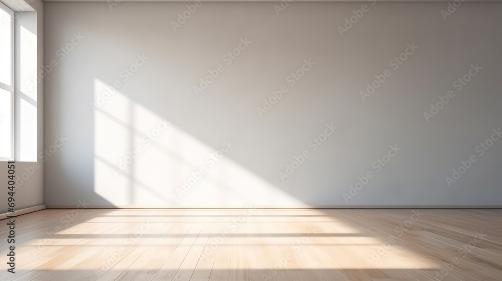 Empty room on sunny day, Gray wall background. Ai Generative. Empty room on sunny day, Gray wall background. Ai Generative.