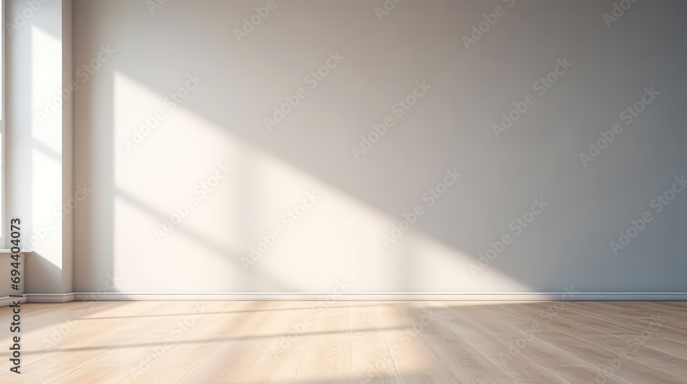 Empty room on sunny day, Gray wall background. Ai Generative. Empty room on sunny day, Gray wall background. Ai Generative.