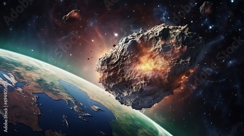 The simulated version of the cosmic threat to Earth s civilization is an asteroid entering the Earth s atmosphere.