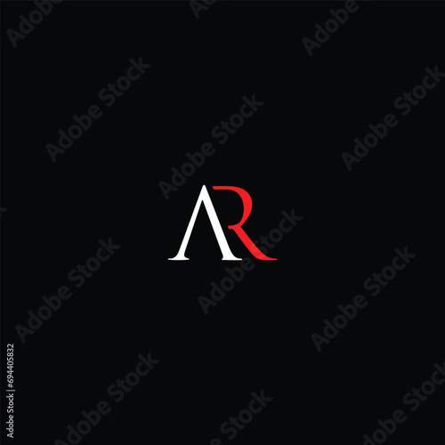 AR A R letter logo design. Initial letter AR linked circle uppercase monogram logo white color. AR logo, A R design. AR, A R