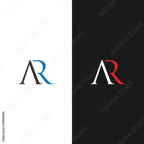 AR A R letter logo design. Initial letter AR linked circle uppercase monogram logo white color. AR logo, A R design. AR, A R
