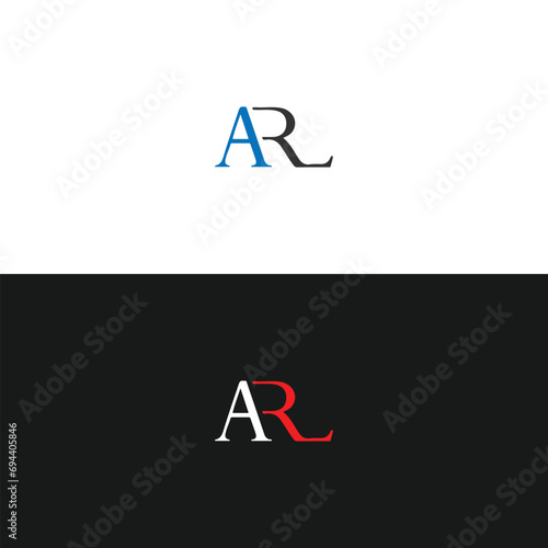 AR A R letter logo design. Initial letter AR linked circle uppercase monogram logo white color. AR logo, A R design. AR, A R