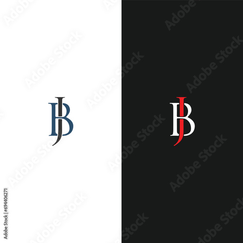 JB J B letter logo design. Initial letter JB linked circle uppercase monogram logo white color. JB logo, J B design. JB, J B