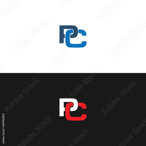 PC P C letter logo design. Initial letter PC linked circle uppercase monogram logo white color. PC logo, P C design. PC, P C