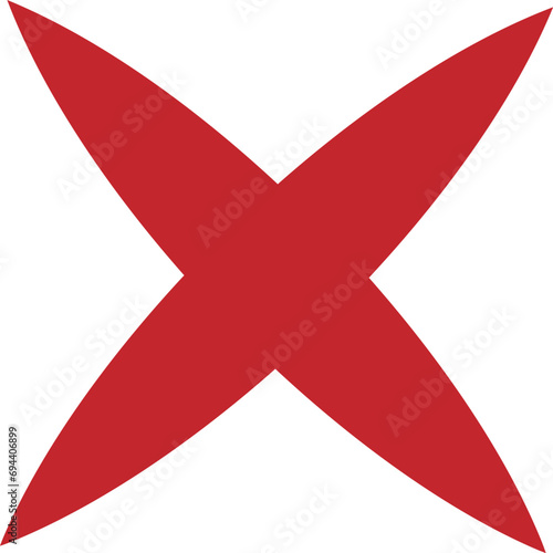 Red Cross Mark Flat Icon. Wrong, Incorrect Vector Illustration Design. Transparent Background.