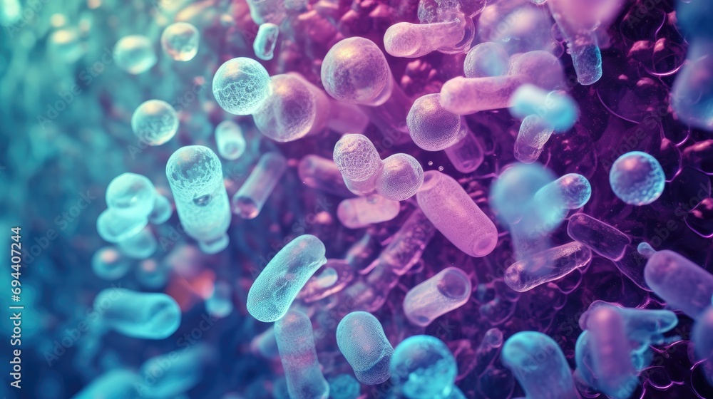 a close up photo of bacteria - obrazy, fototapety, plakaty 