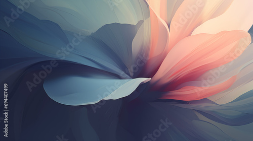 Abstract Floral Painting in Pastel Colors Promoting  Mindfulness, Mental Wellbeing, Peace, Luxury. Background for Premium Selfcare, Wellness, Cosmetics Products Services. Gentle, Feminine Vibe, Modern photo