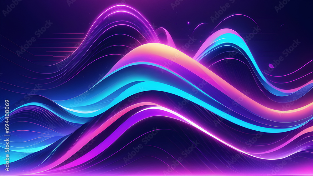 Neon Wave abstract wallpaper background , digital , data transferring , technology related futuristic banner design element Neon Wave abstract wallpaper background , digital , data transferring , technology related futuristic banner design element