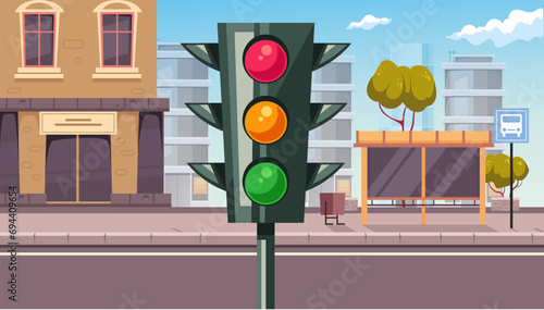 Traffic light city town street transportation concept. Vector flat graphic design illustration
