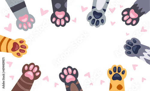 Cat paw animal pet cute kitty concept. Vector flat graphic design illustration