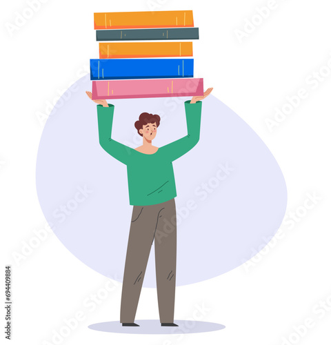 Student people carry books education library concept. Vector flat graphic design illustration