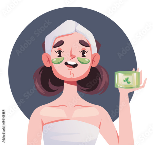 Eye patch skincare beauty spa face product concept. Vector flat graphic design illustration