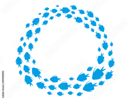 Fish shoal ocean seaweed underwater silhouette concept. Vector flat graphic design illustration