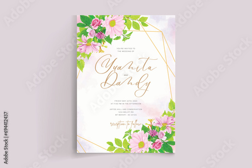 pink floral ornament background and frame card set © lukasdedi