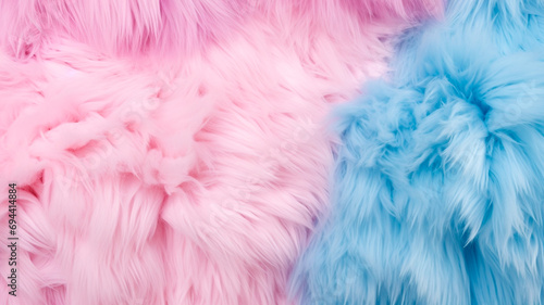 background from the fabric, blue, pink and blue fluffy fur.