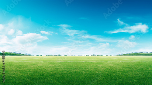 green lawn and grass under the blue sky  natural background