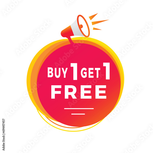 Buy 1 get 1 free banner sale. Design for advertising or announcement. Modern vector template.