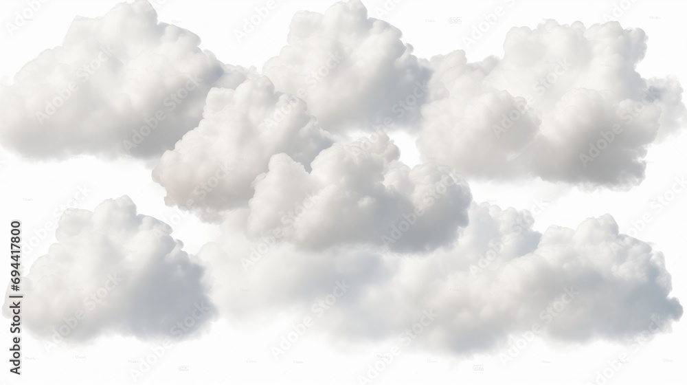 White clouds isolated on transparent background isolated on white ...