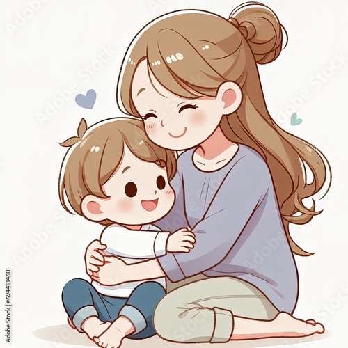mother day - a mother with her kid who is loved her kid, happy mothers day, ai generated (ID: 694418460)