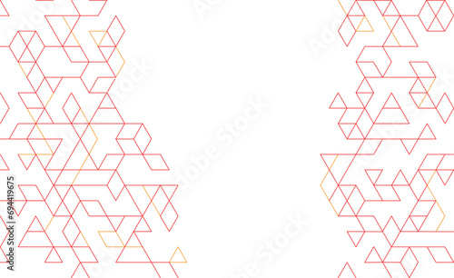 Abstract technological geometry triangle red line on white background pattern..