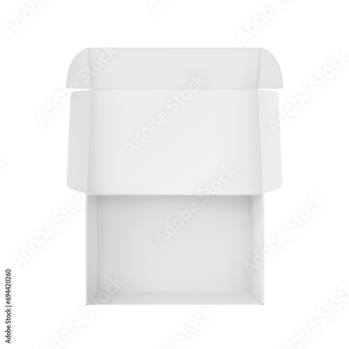 Realistic open post box mockup. Vector illustration isolated on white background. Flat lay view. Ready for your design. EPS10. photo