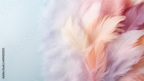 Beautiful Colorful color feathers as background  closeup.  