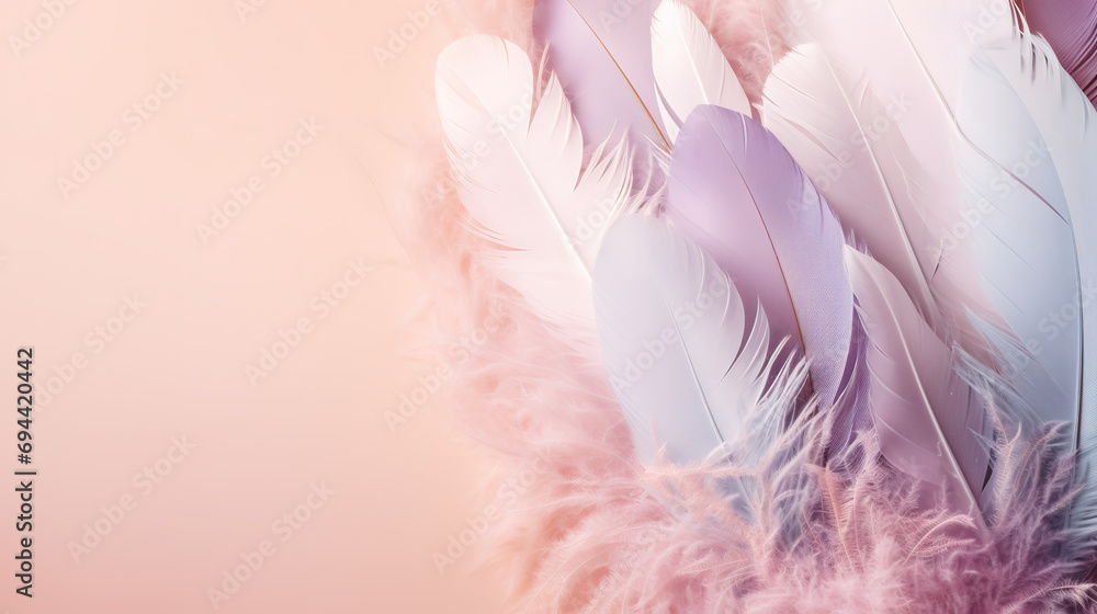 Fototapeta premium Beautiful Colorful color feathers as background, closeup. 