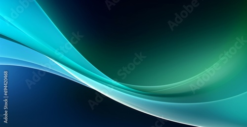 Digital technology green blue geometric curve abstract poster web page PPT background, Generative AI