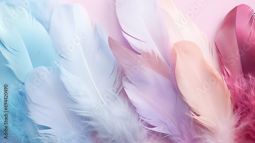 Beautiful Colorful color feathers as background  closeup. 