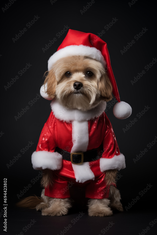 christmas dog in santa claus hat christmas dog in santa claus hat