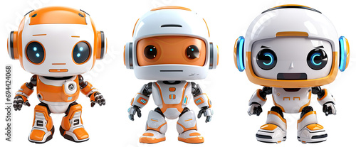 Cute humanoid robot droid - Isolated on transparent background