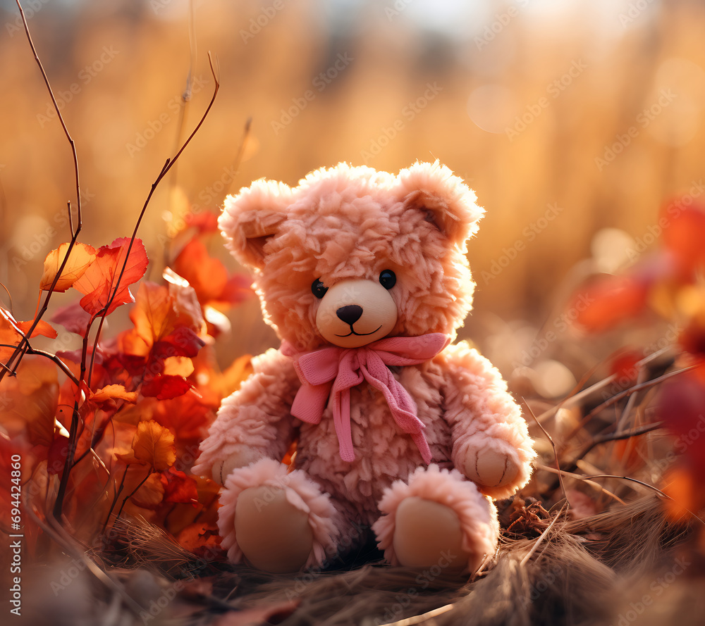 cute pink teddy bear with a flower cute pink teddy bear with a flower
