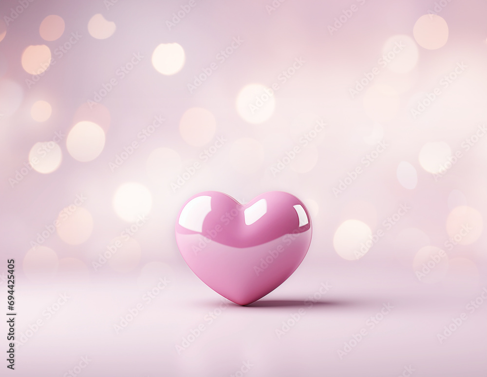 3D heart, Beautiful background for Valentine's Day, Banner with copy space the text