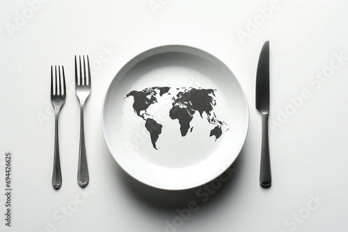 Dish background background planet dinner food knife earth global fork meal plate