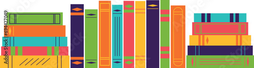 Bright books on a transparent background. Vector illustration, eps 10.