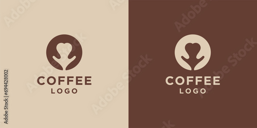 Coffee cup with heart shape latte art for Cafe Shop Bar Barista logo design