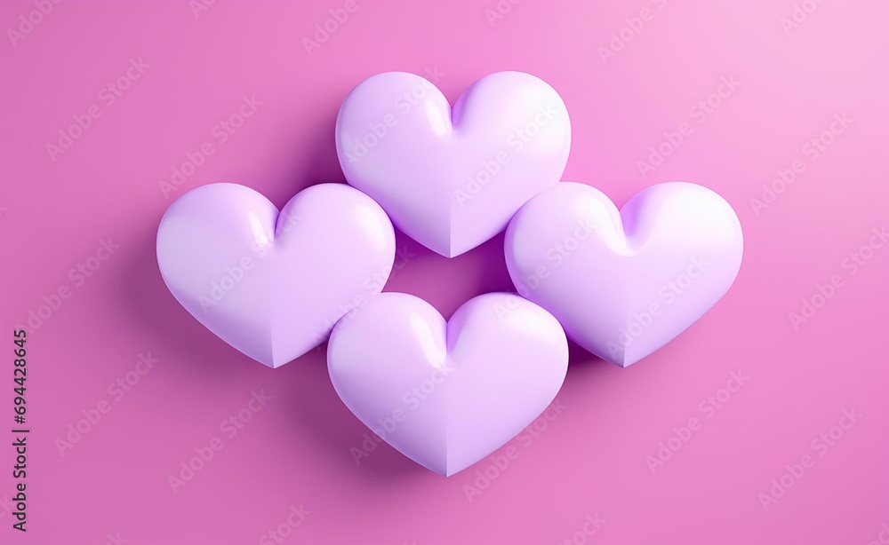 Vivid Romance: Valentines Heart Shaped Designs in Light Magenta and Violet