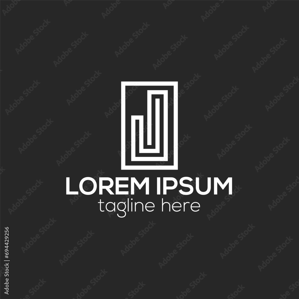 J letter based line logo design concept isolated vector template for business or company