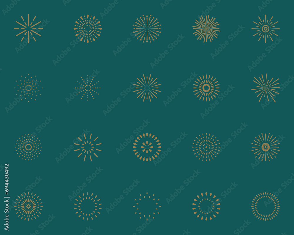 set of firework icon, sparkle, new year, chinese new year