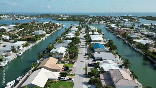 Vacation rentals and residential waterfront homes along canals on Marathon in the Florida Keys, United States.  photo