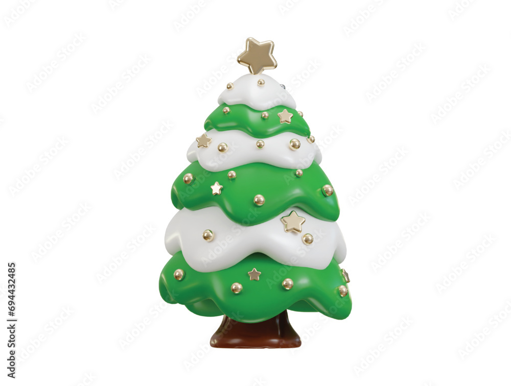 3d christmas tree with golden balls icon vector illustration