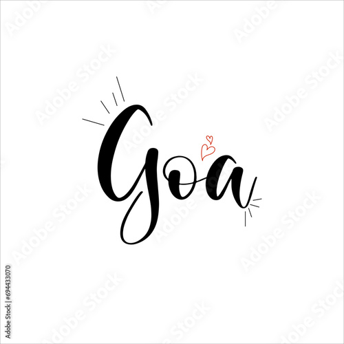 Goa lettering. India illustration. Stock typography. Calligraphy for logotype badge icon card postcard logo, banner, tag. Vector EPS8.