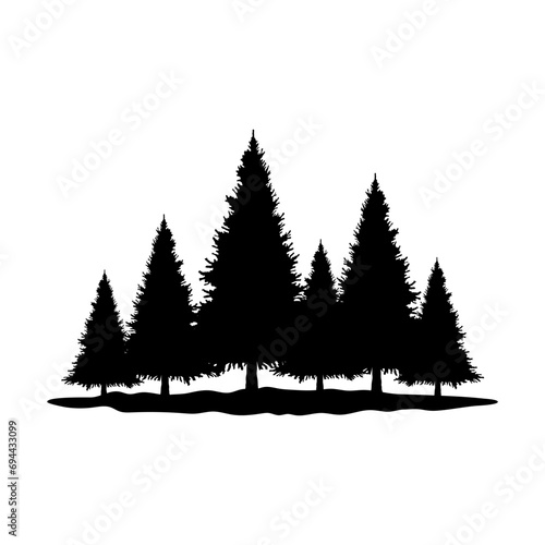 Coniferous forest icon. Spruce, tree. Black silhouette. Front side view. Vector simple flat graphic illustration. Isolated object on a white background. Isolate.