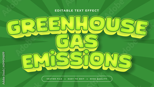 Green greenhouse gas emissions 3d editable text effect - font style