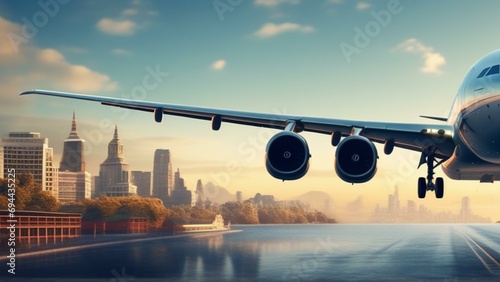 travel airplane landing in beautiful city cinematic wallpaper