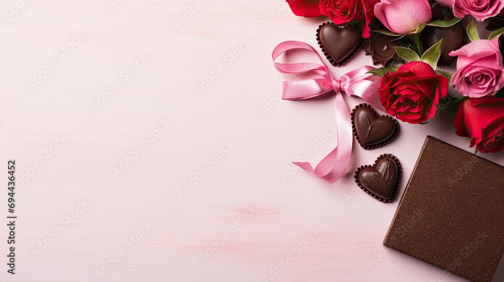 Valentine rose flower border plain background copy space Valentine rose flower border plain background copy space