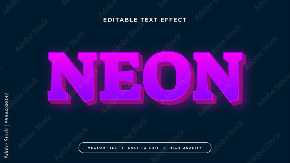 Black and purple violet neon 3d editable text effect - font style